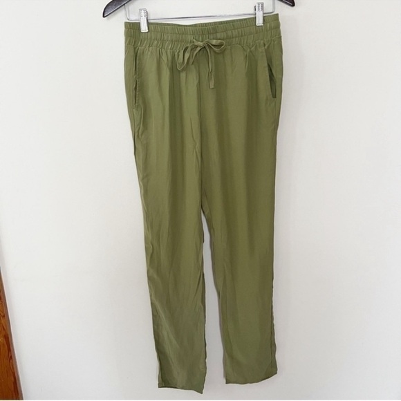 Amanda Uprichard Silk Olive Green Tribeca Pants Size P (XS) Elastic Waist - Picture 1 of 9